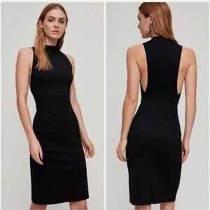 Babaton Matheson Dress Aritzia Black Mock Neck Low Armholes Minimalist